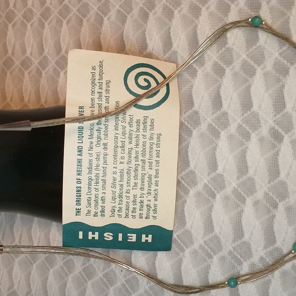 Carolyn Pollack HEISHI Liquid Ster. Silver w/ Turquoise & Quartz Pendant Watch - Picture 4 of 10